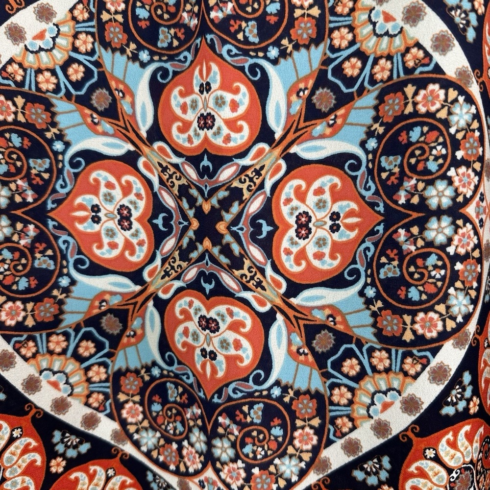 Rose & Olive Poncho Top Womens 1X/2X Bohemian Orange Mandala Floral Festival - Picture 6 of 8